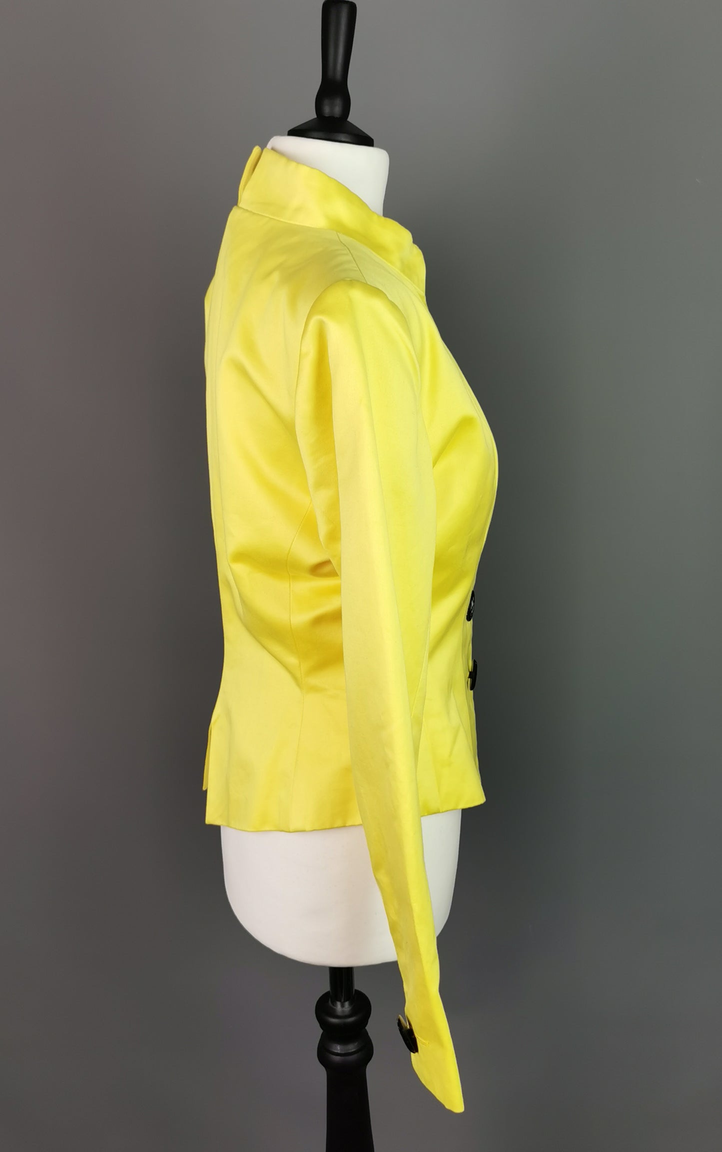 Vintage Yves Saint Laurent yellow blazer, peplum waist, 1980s