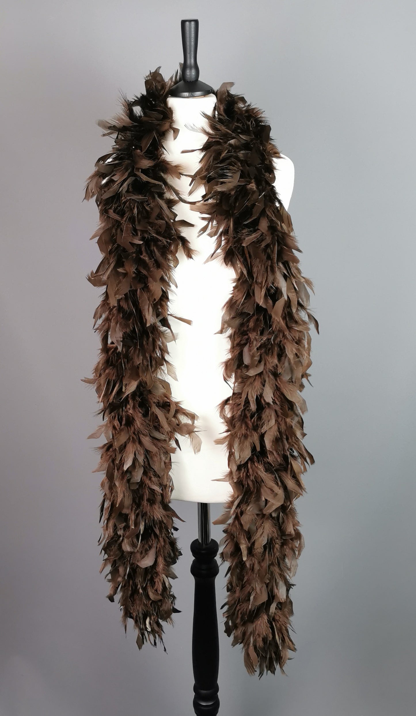 Vintage feather boa, 90s, Chocolate brown