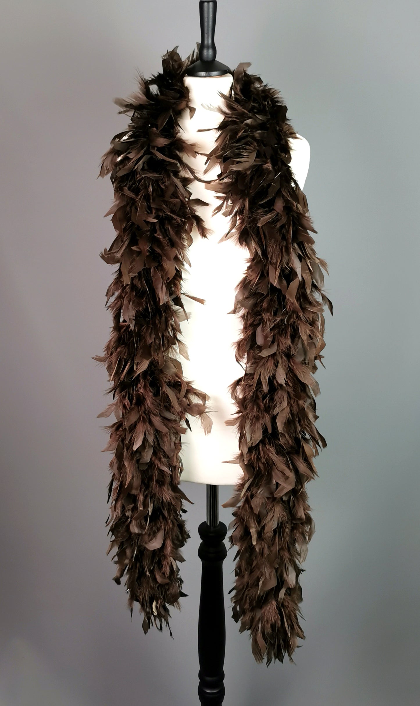 Vintage feather boa, 90s, Chocolate brown