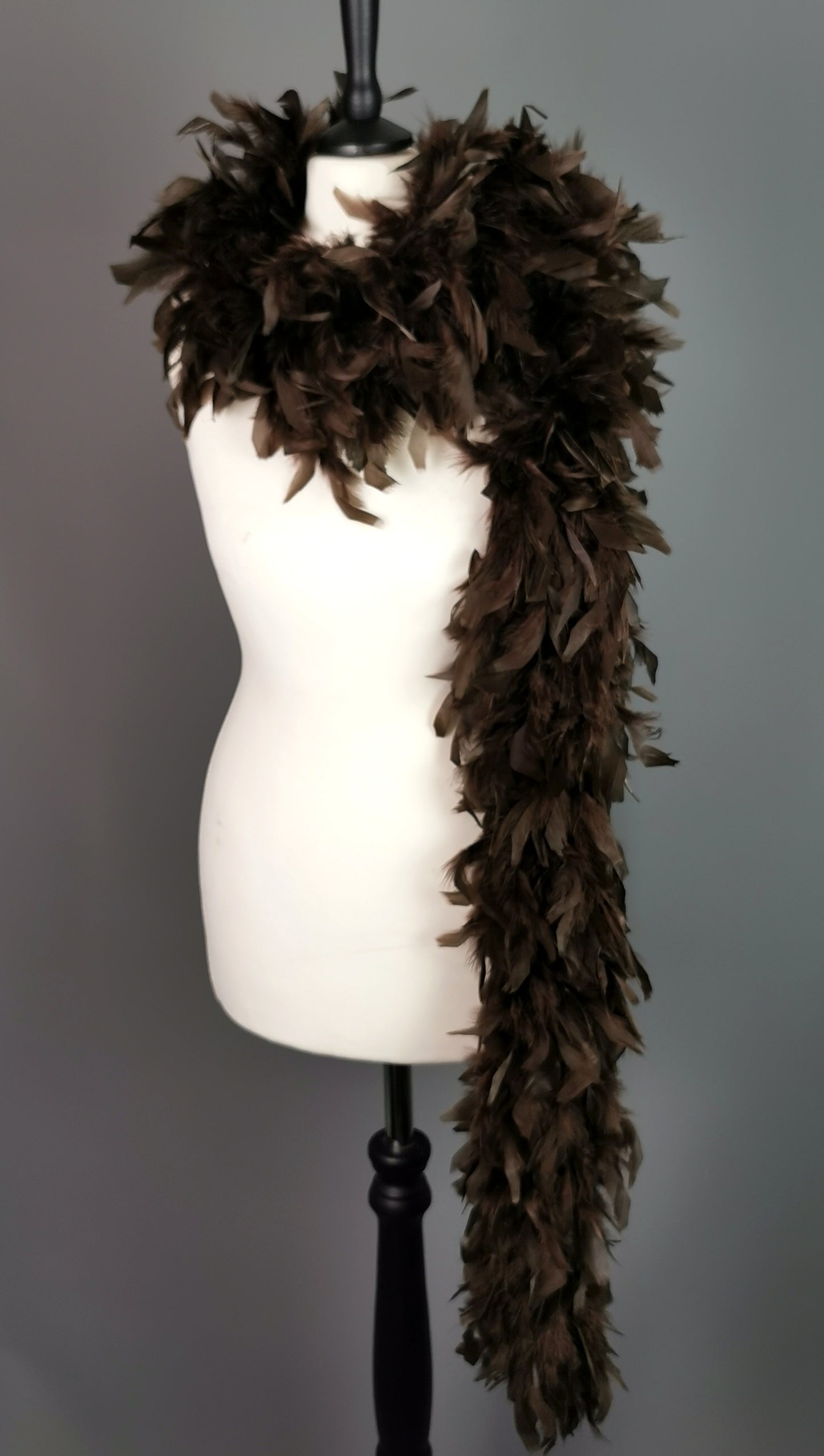 Vintage feather boa, 90s, Chocolate brown