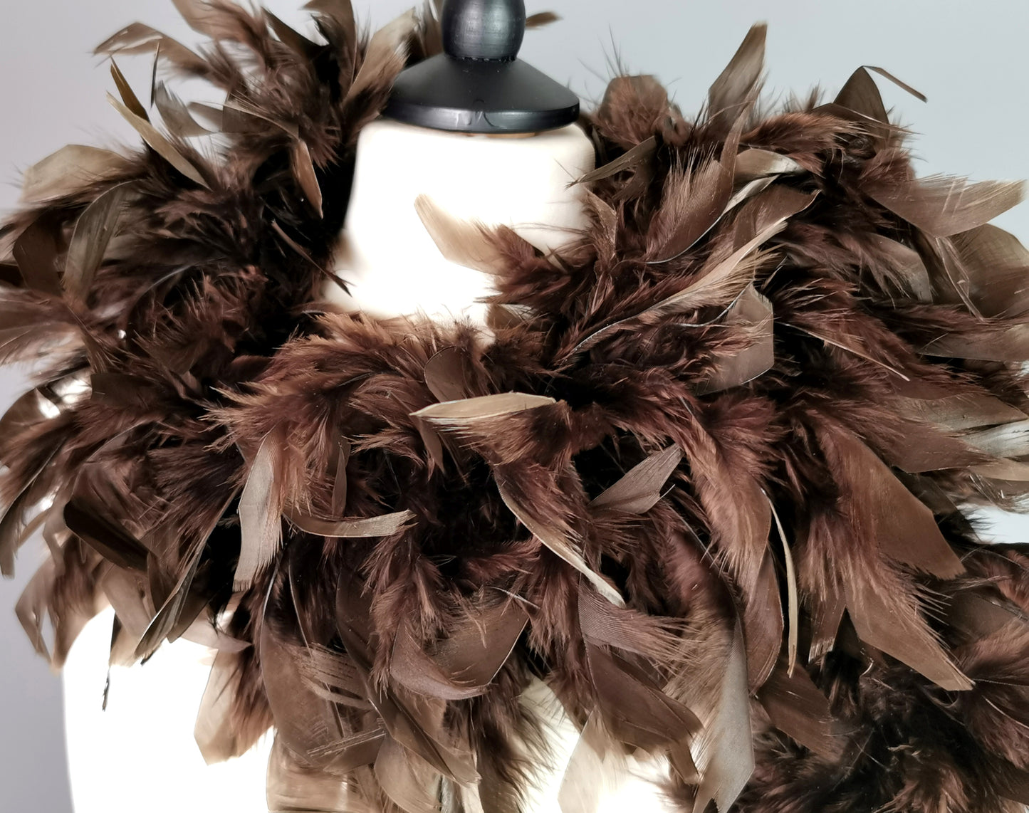 Vintage feather boa, 90s, Chocolate brown