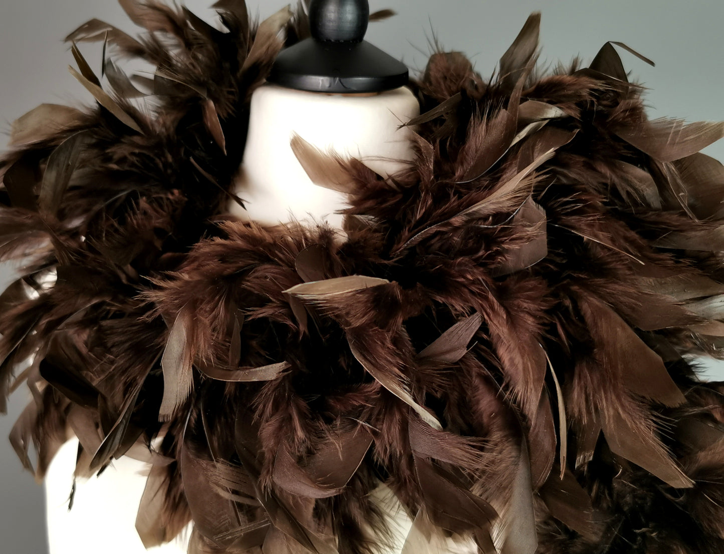 Vintage feather boa, 90s, Chocolate brown