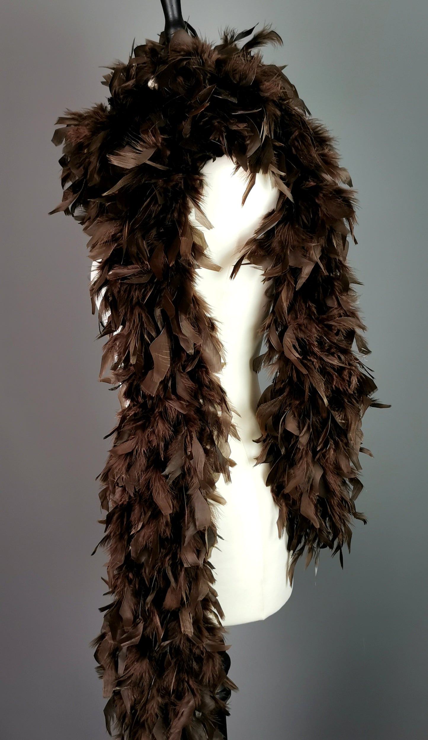 Vintage feather boa, 90s, Chocolate brown