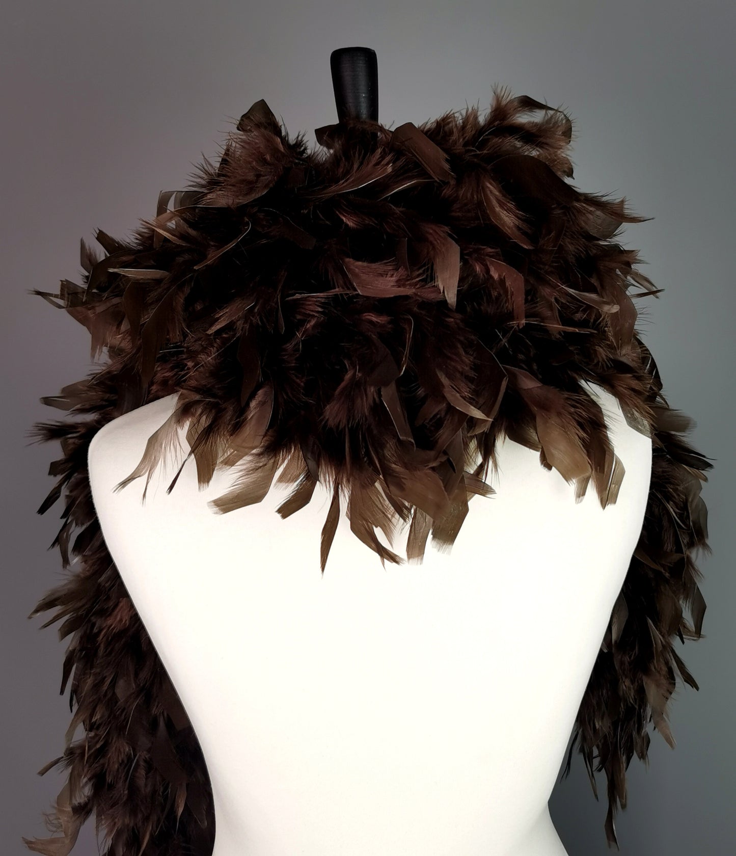 Vintage feather boa, 90s, Chocolate brown