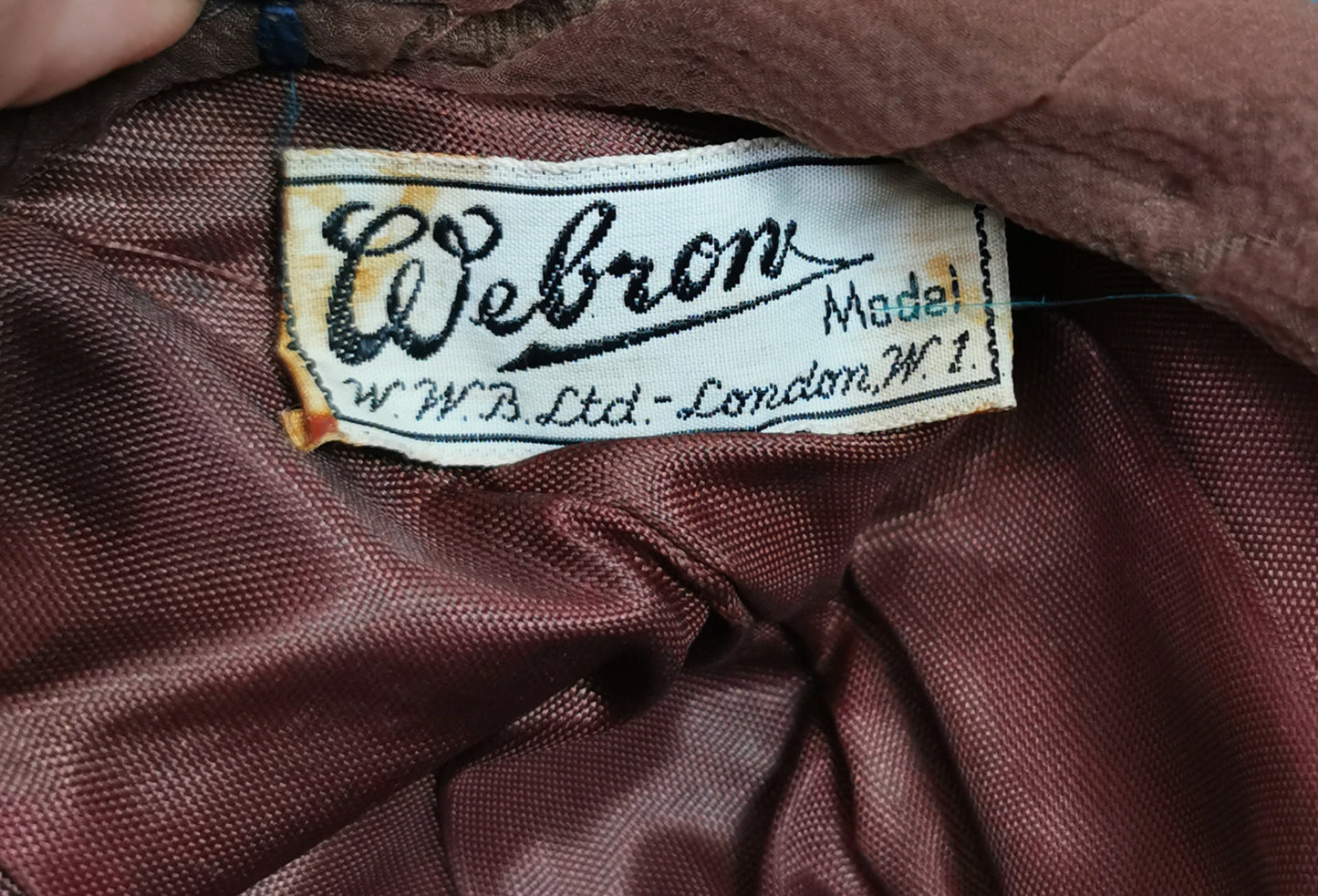 Vintage ladies ruched hat, Chocolate and Peach, c1950s