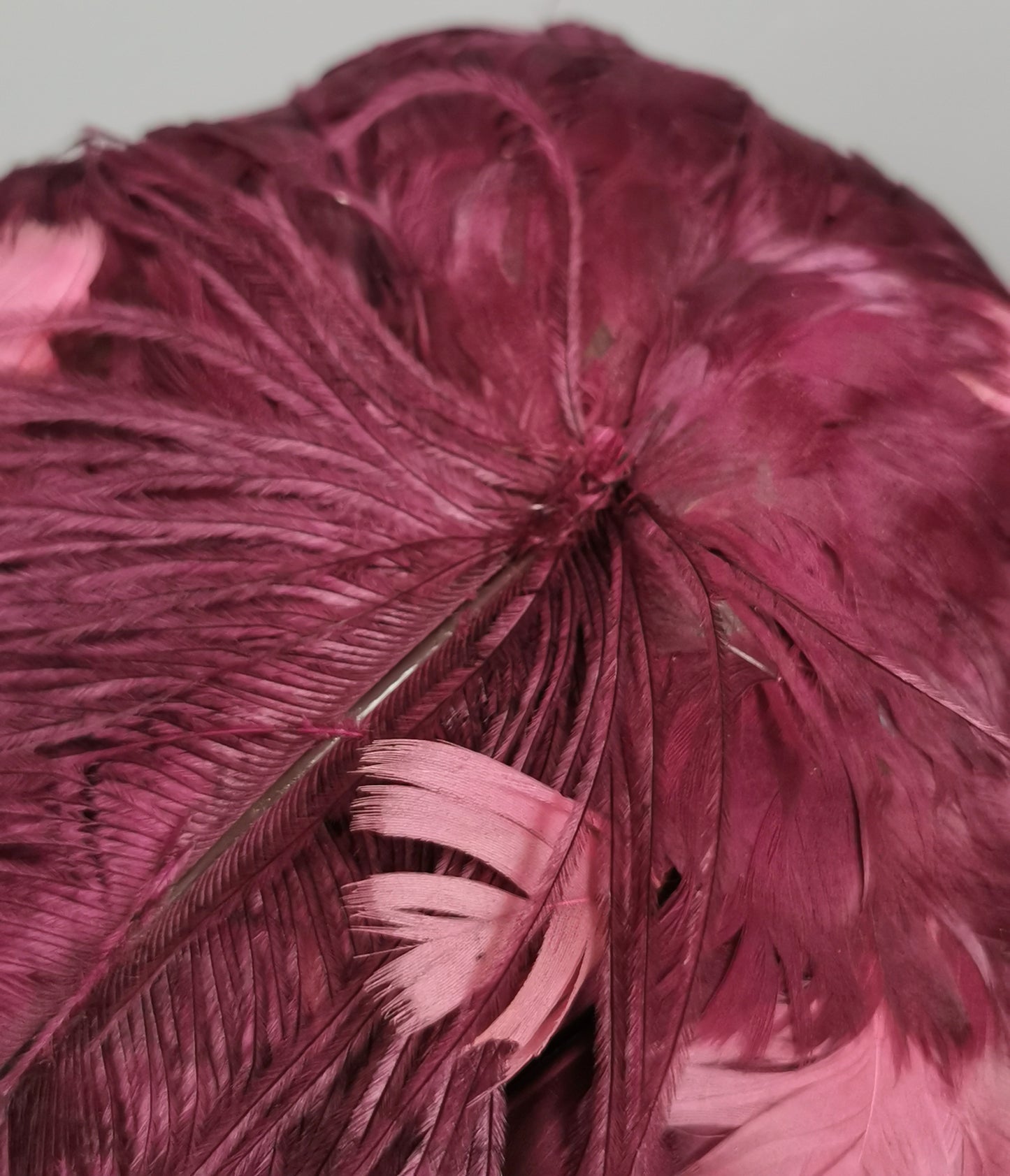 Vintage feather hat, magenta, Ostrich feather