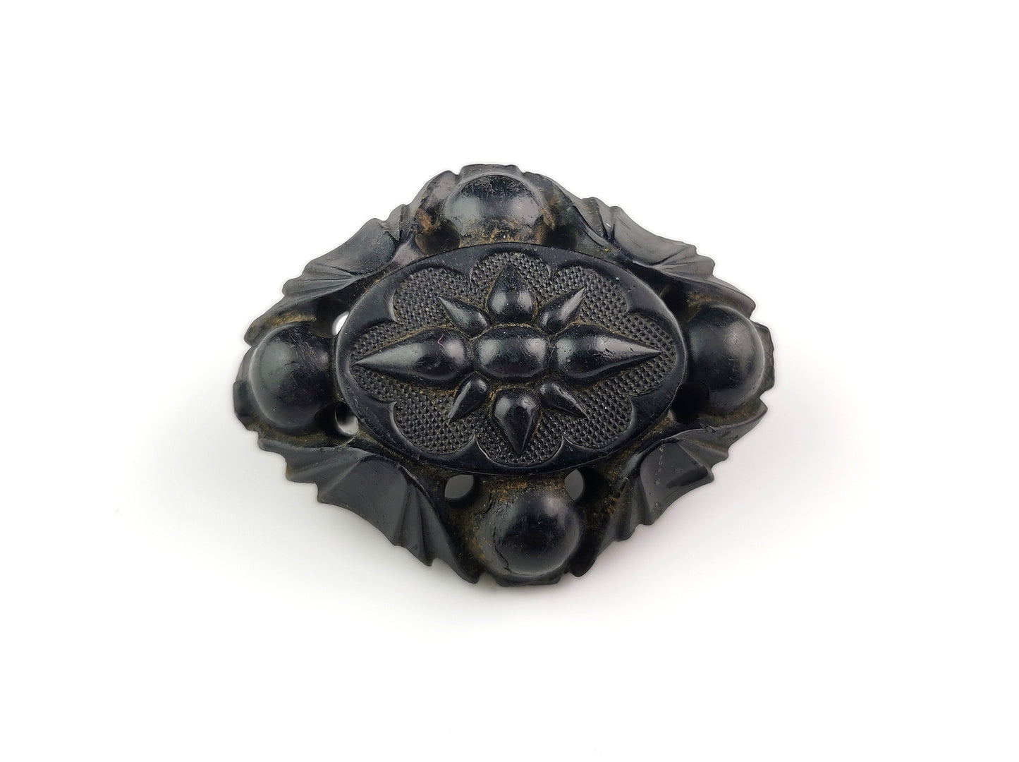 Antique Victorian Whitby Jet brooch
