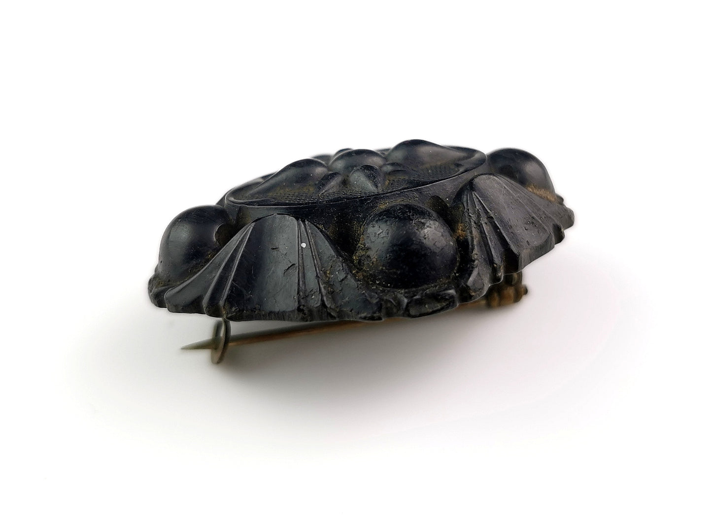 Antique Victorian Whitby Jet brooch