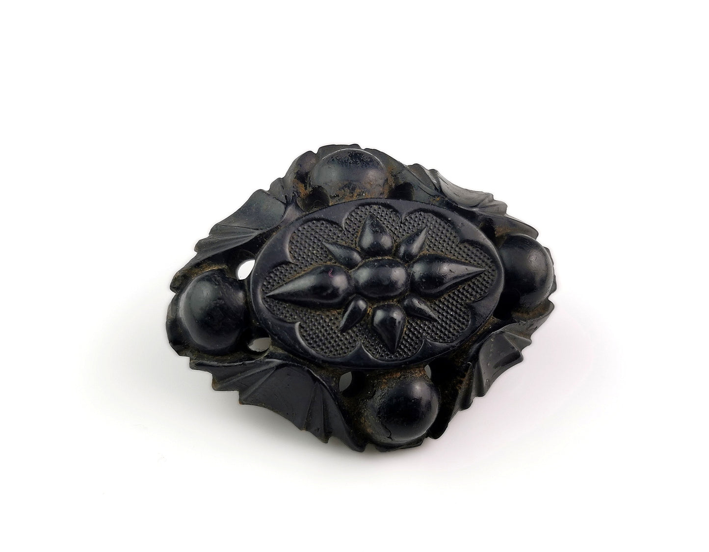 Antique Victorian Whitby Jet brooch