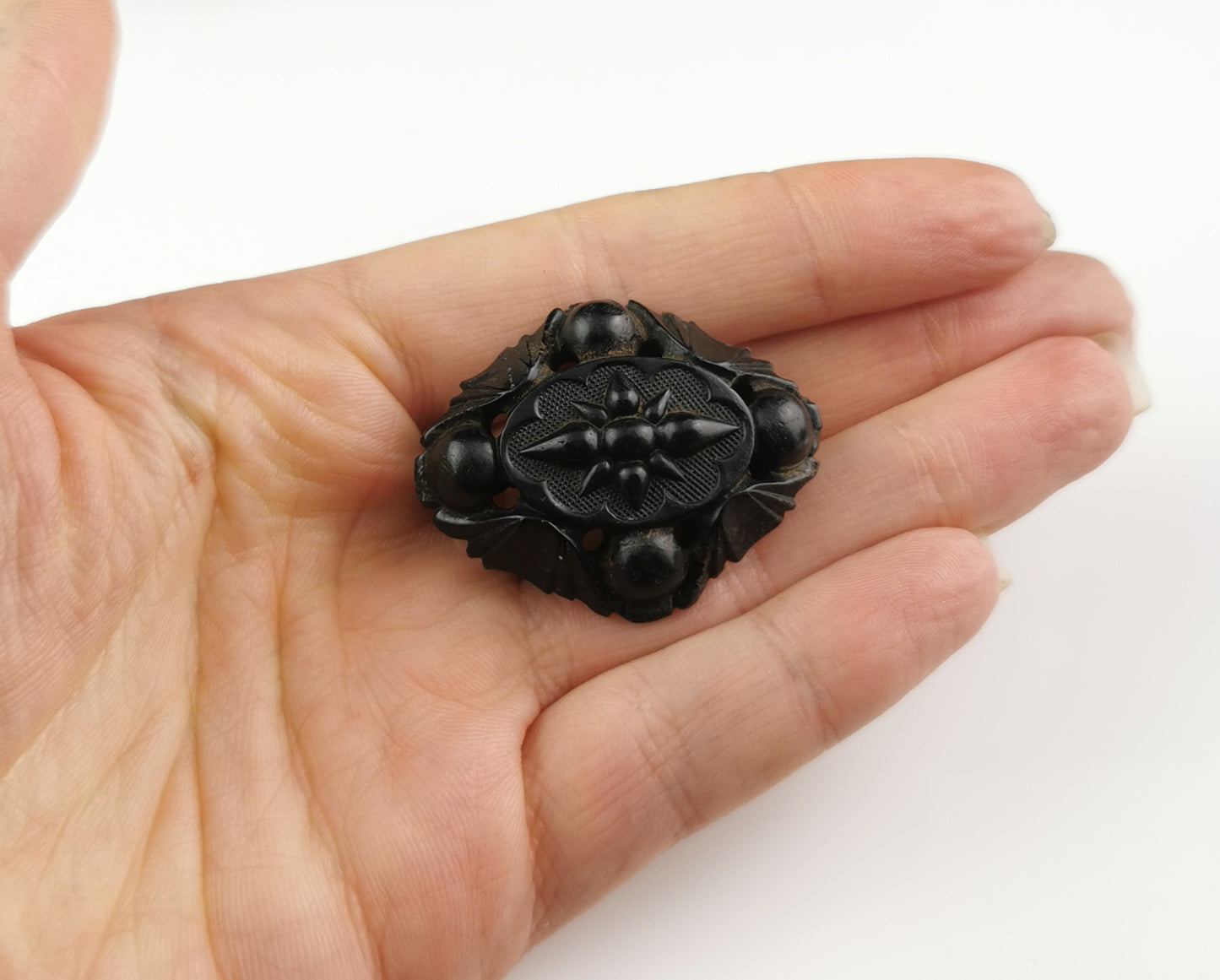 Antique Victorian Whitby Jet brooch