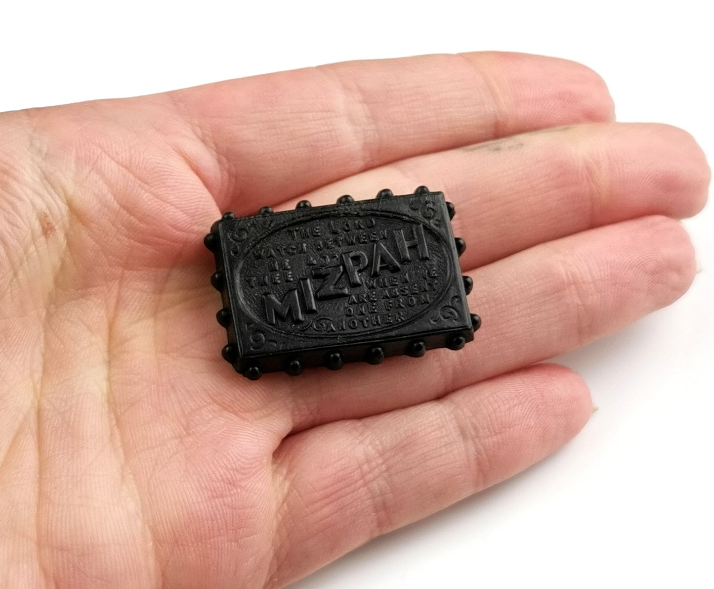 Antique Victorian Whitby Jet Mizpah brooch