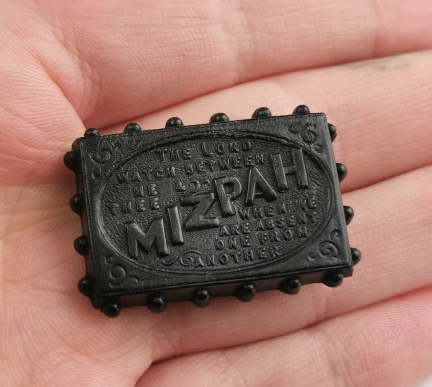 Antique Victorian Whitby Jet Mizpah brooch