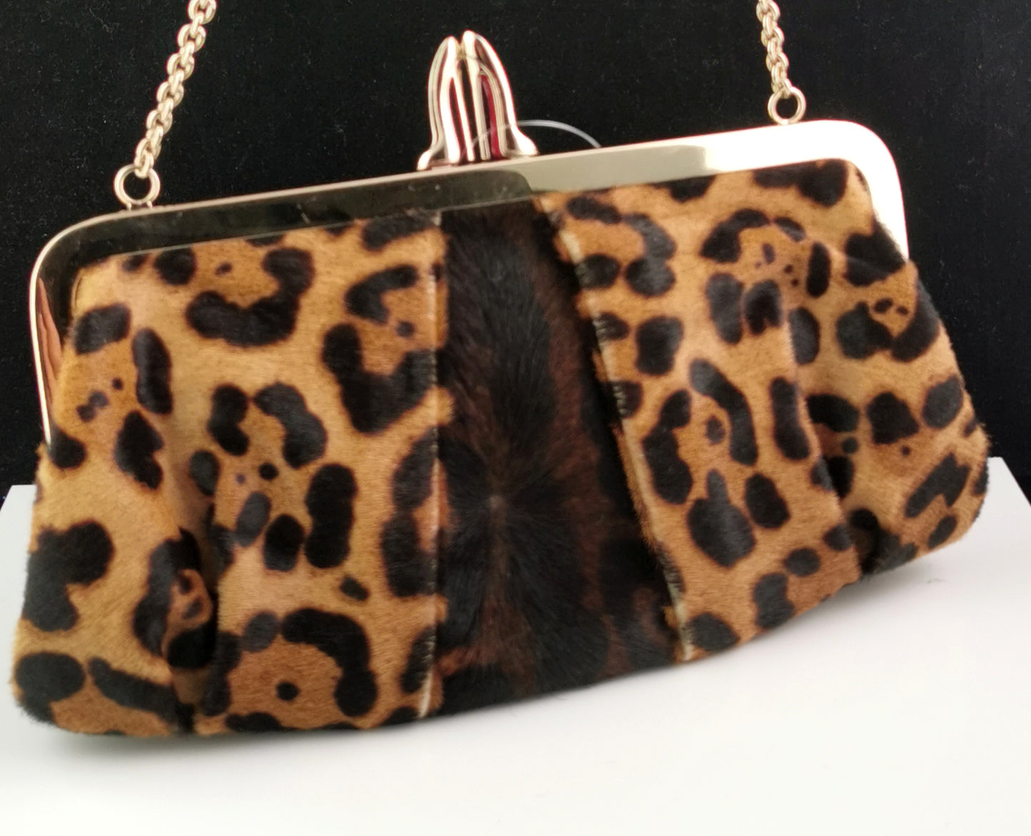 Christian Louboutin leopard print clutch purse, Loubi Lula, Handbag