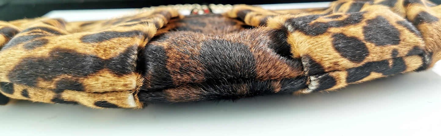 Christian Louboutin leopard print clutch purse, Loubi Lula, Handbag