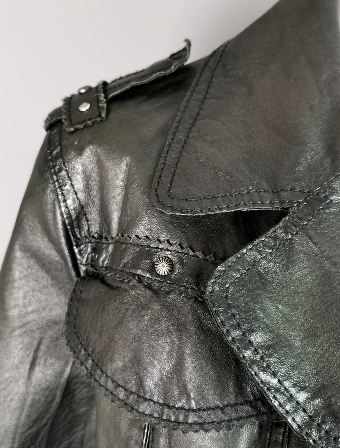 Vintage leather biker style jacket, Y2k