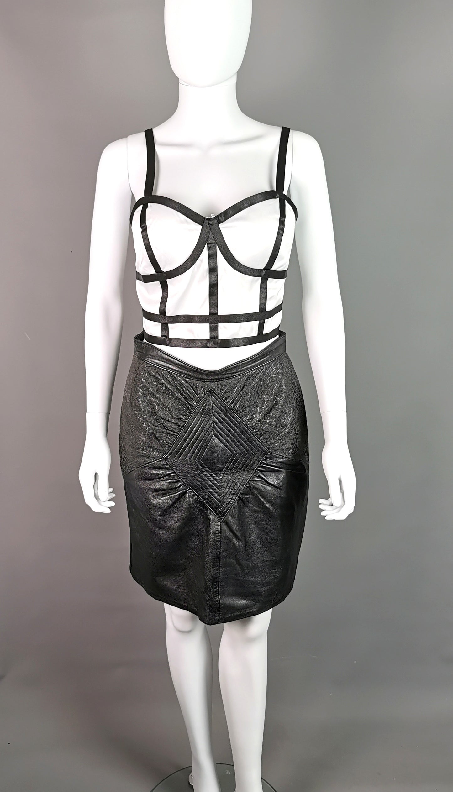 Vintage 1980s leather mini skirt, Animal print