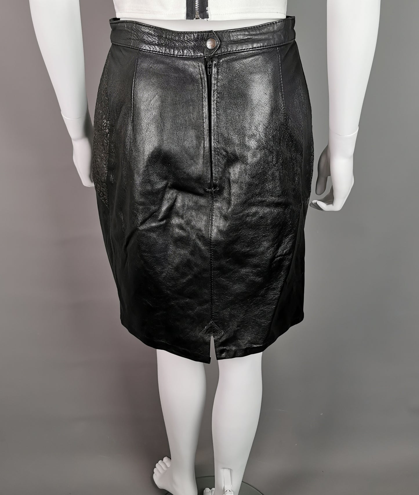 Vintage 1980s leather mini skirt, Animal print