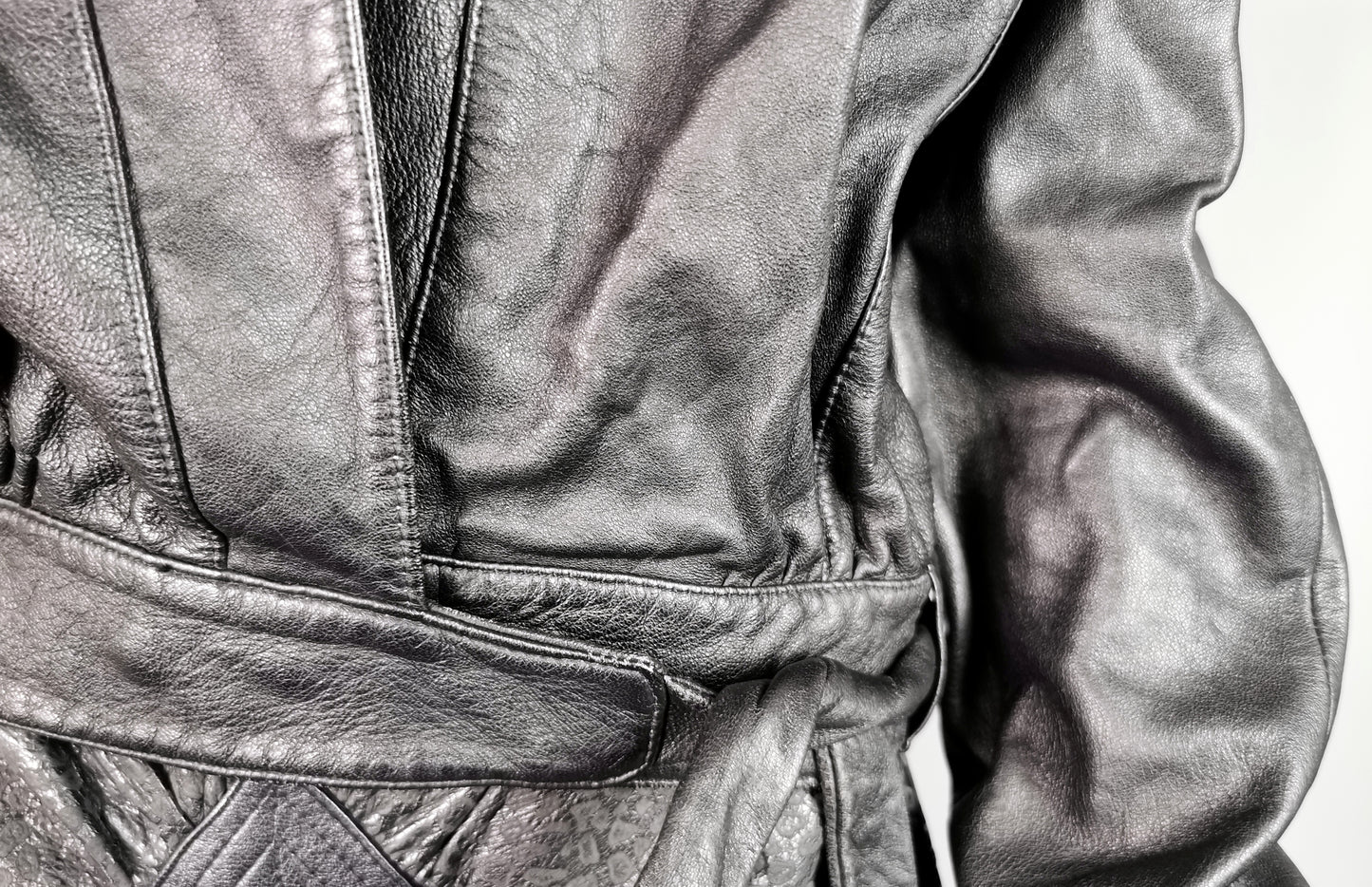 Vintage 1980s cropped Leather jacket, Tie front