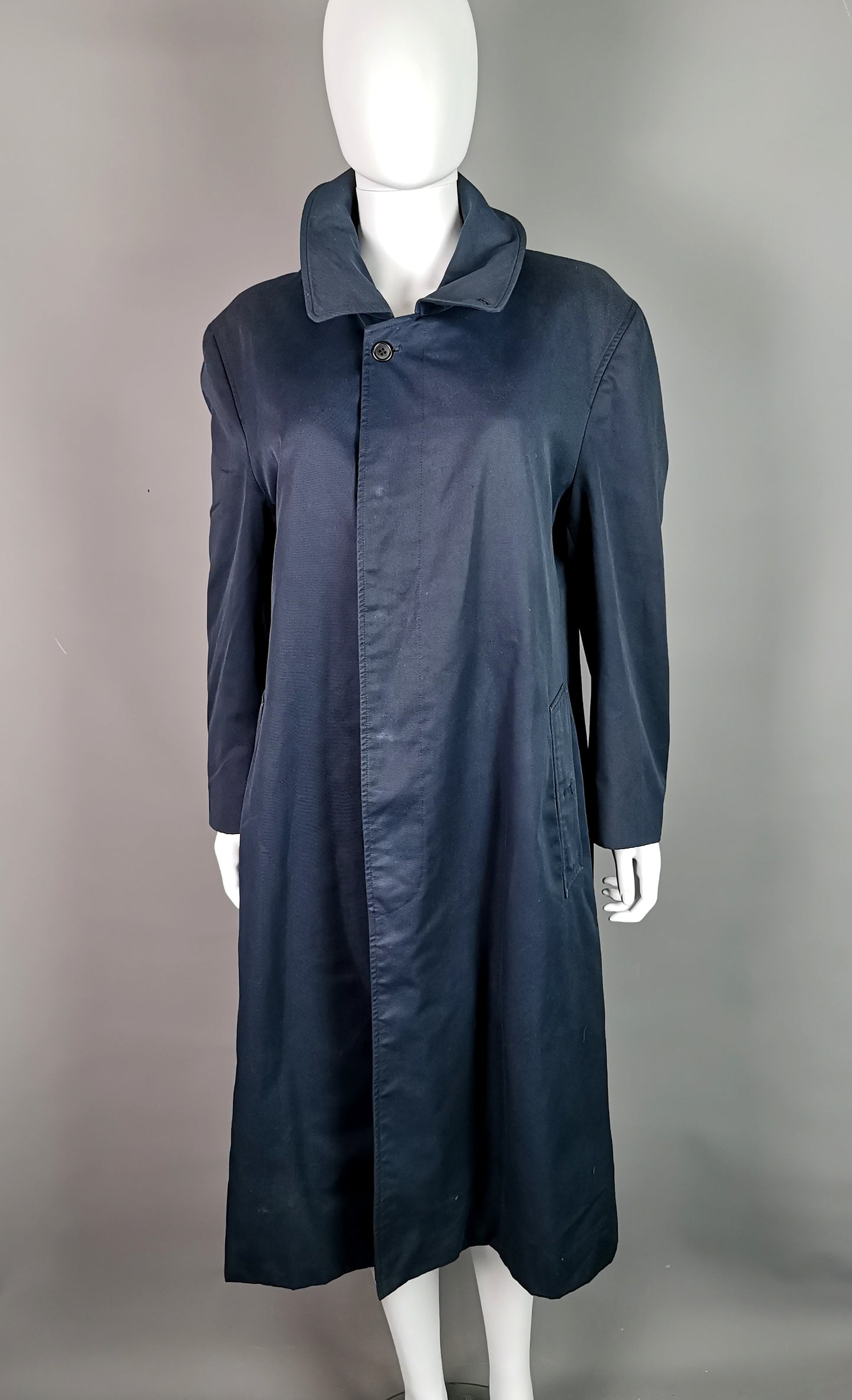 Vintage Mens Burberry navy trench coat, Mac