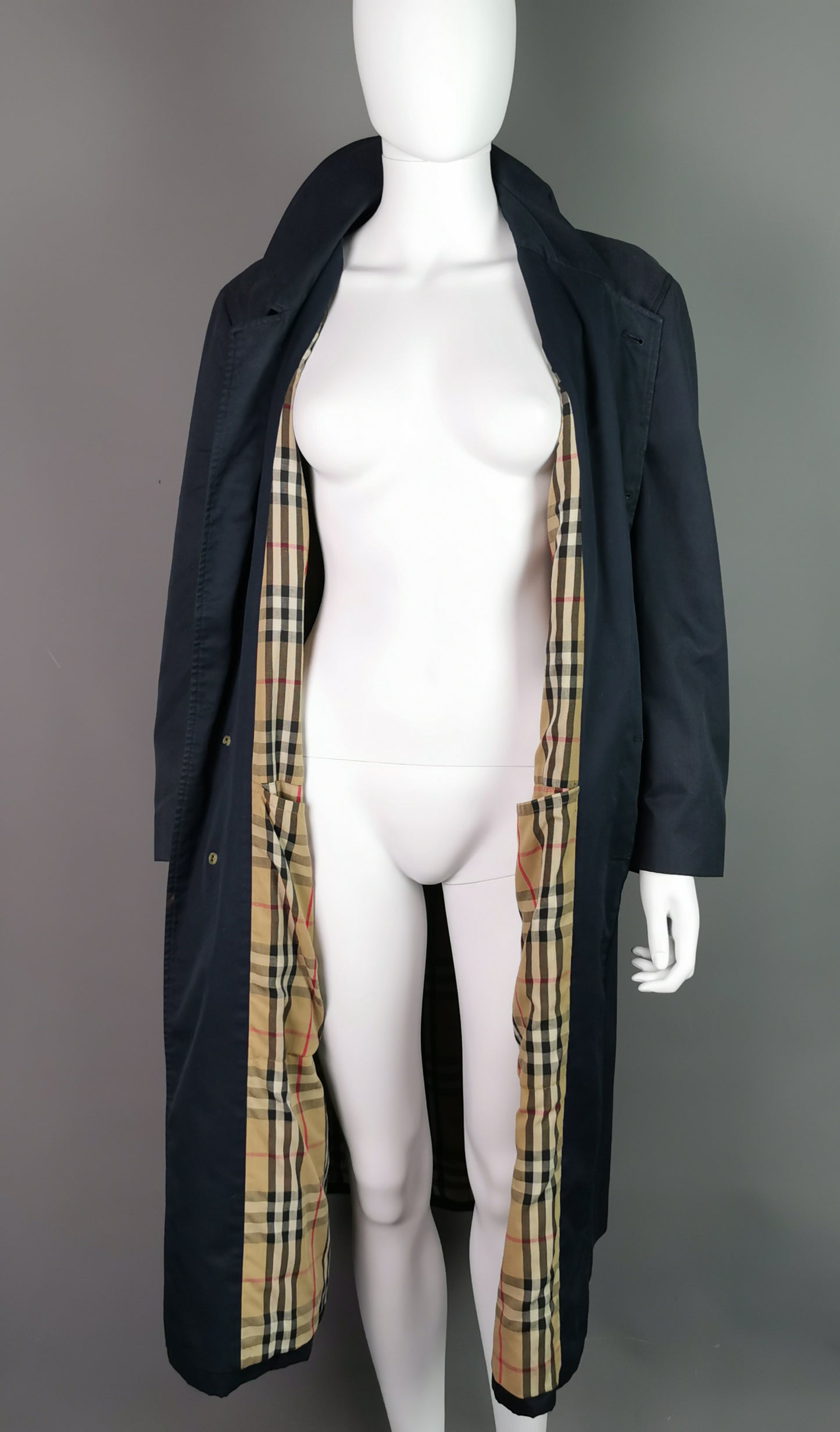 Vintage Mens Burberry navy trench coat, Mac