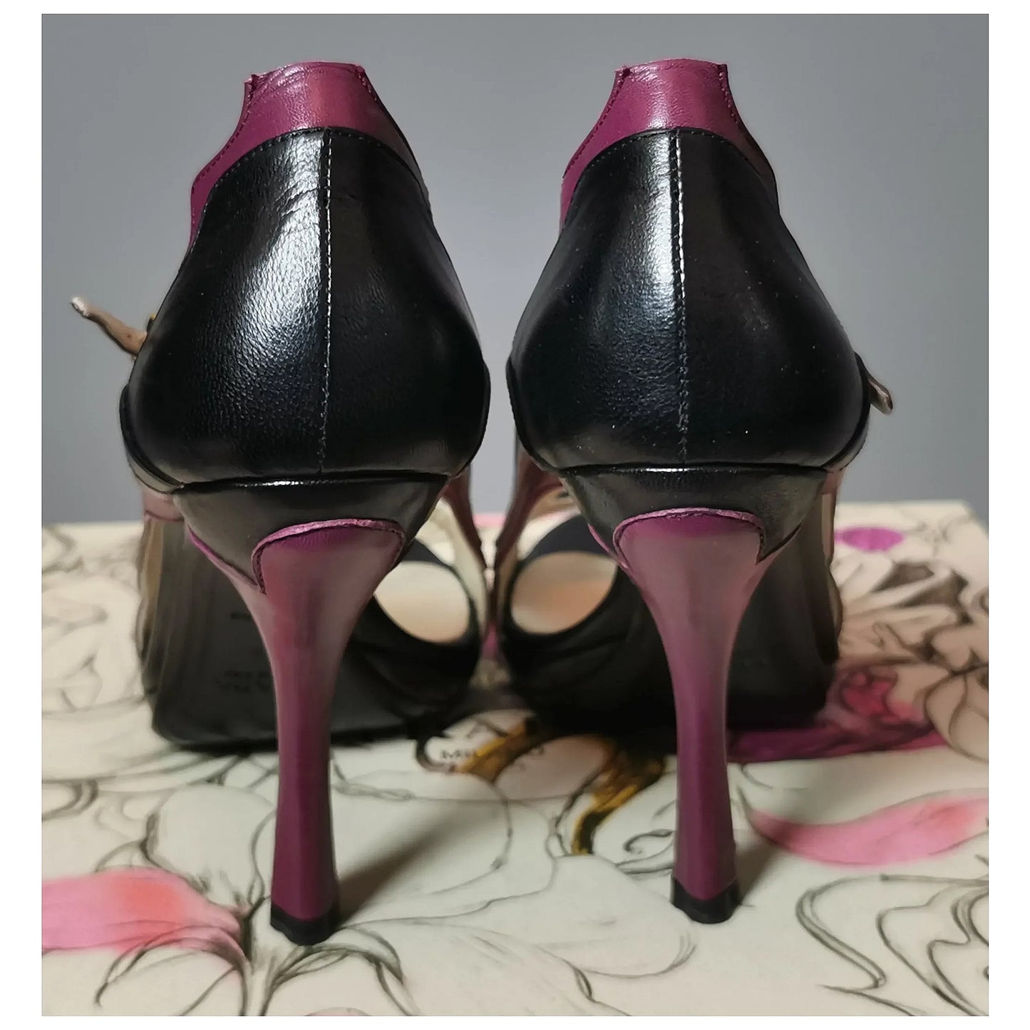 Prada Fairy Garden Jane stiletto peep toe heels, shoes
