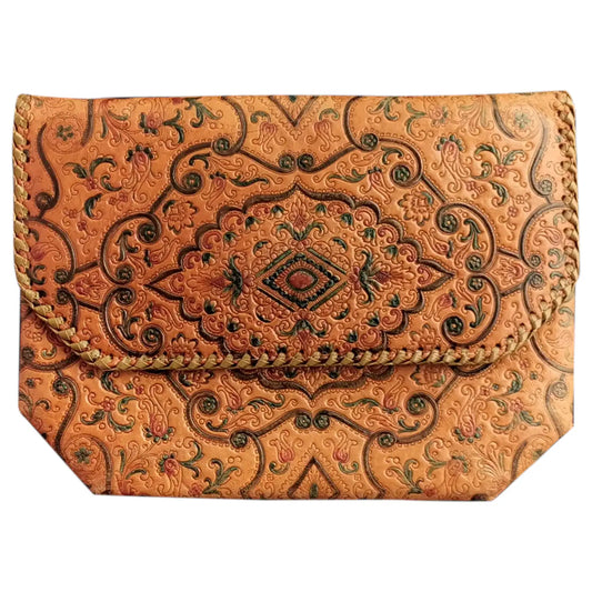 Vintage 1930s leather clutch purse, Boho