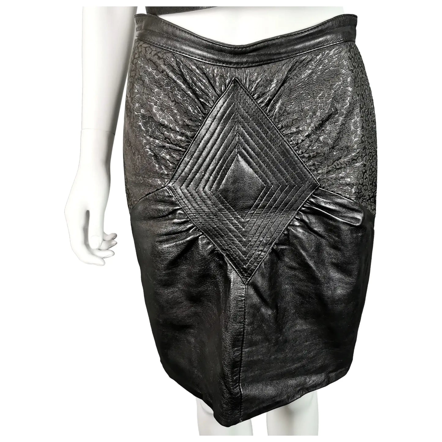 Vintage 1980s leather mini skirt, Animal print