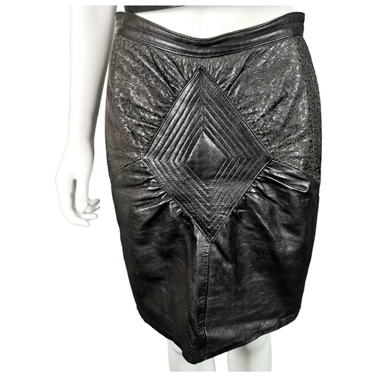 Vintage 1980s leather mini skirt, Animal print