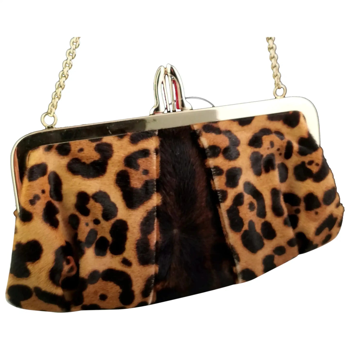 Christian Louboutin leopard print clutch purse, Loubi Lula, Handbag