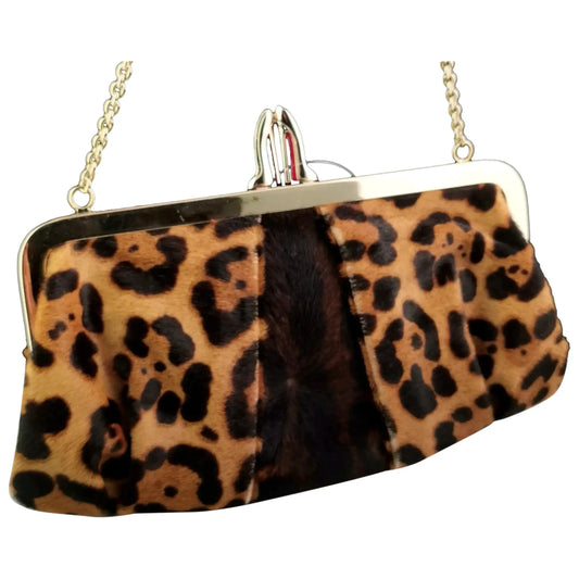 Christian Louboutin leopard print clutch purse, Loubi Lula, Handbag