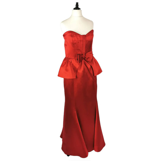 Vintage Valentino Red satin ball gown dress, Evening dress