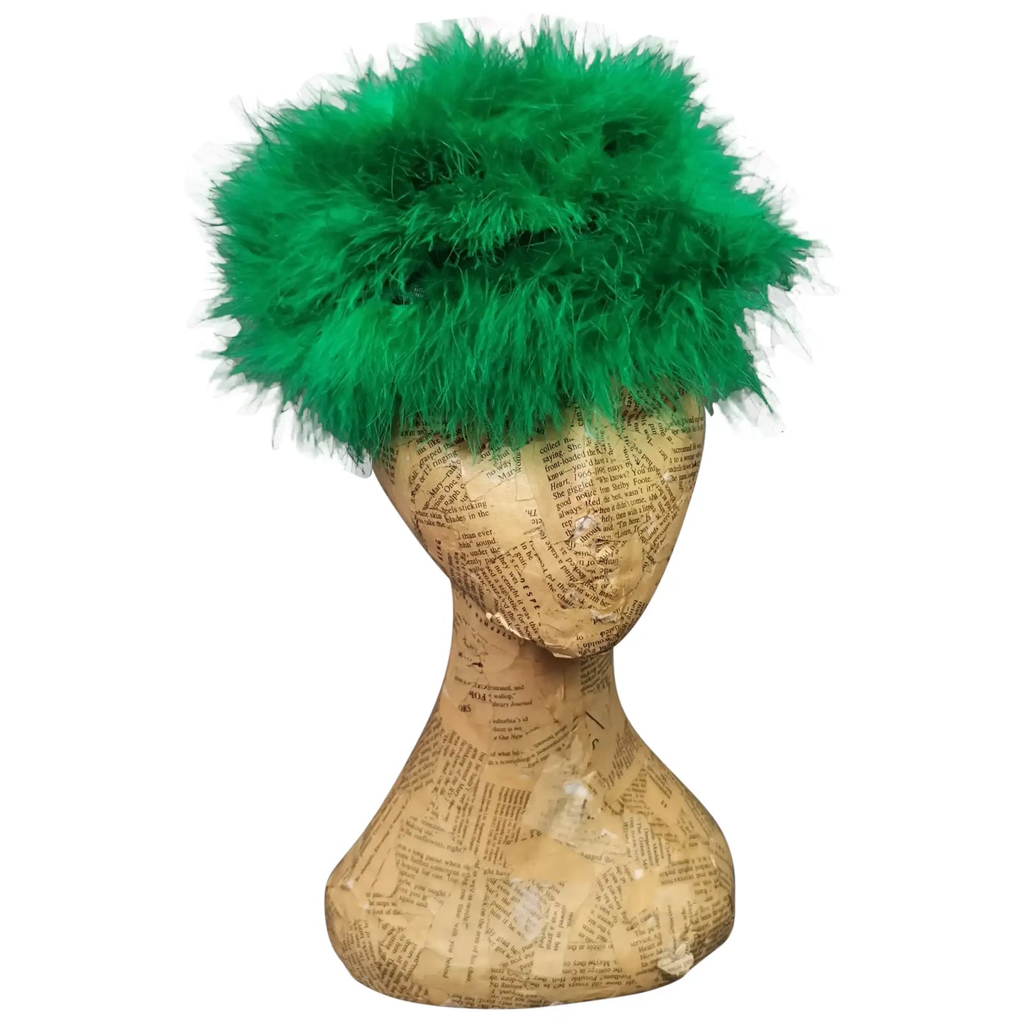 Vintage Vibrant green marabou feather pillbox hat