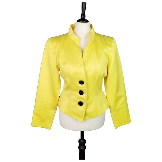 Vintage Yves Saint Laurent yellow blazer, peplum waist, 1980s