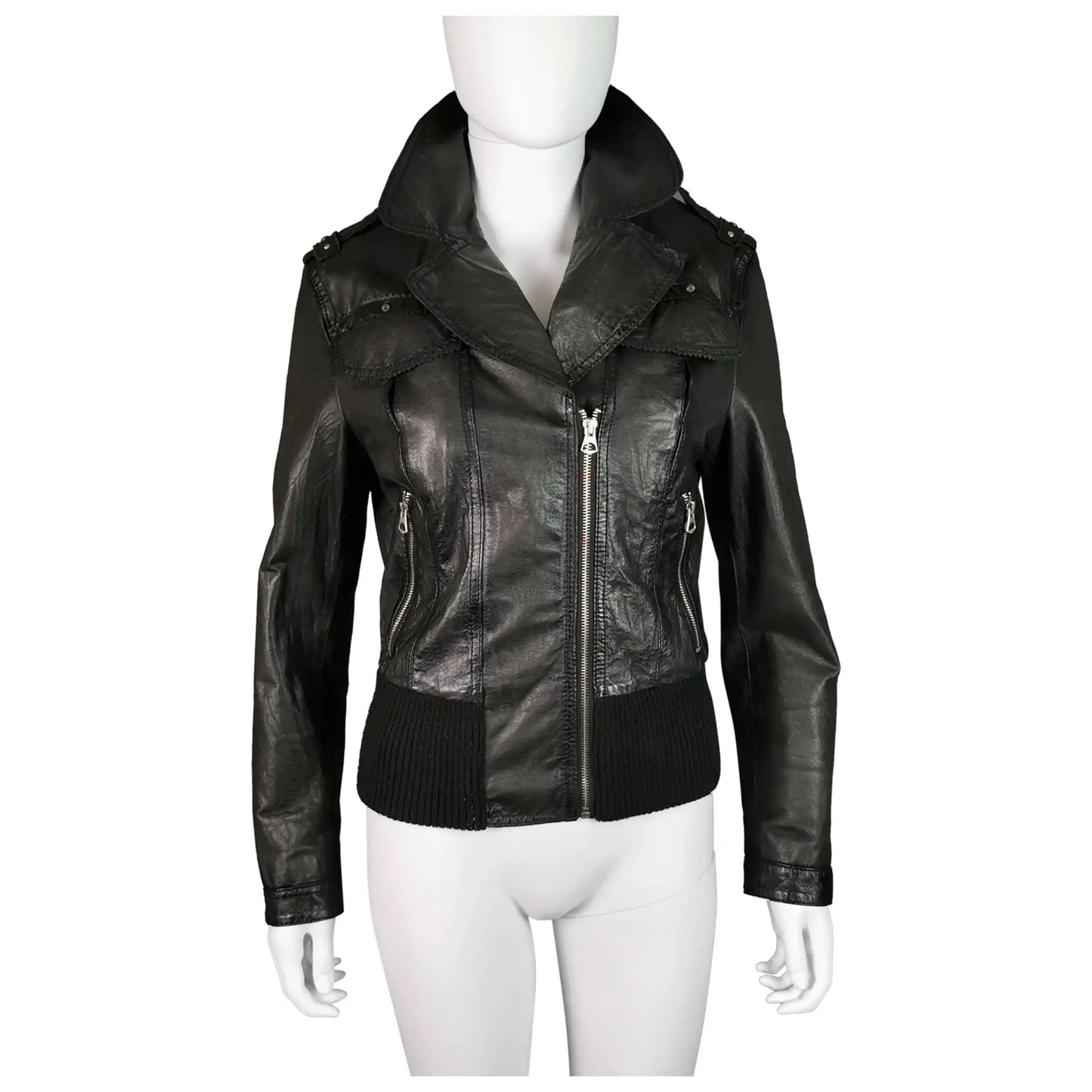 Vintage leather biker style jacket, Y2k