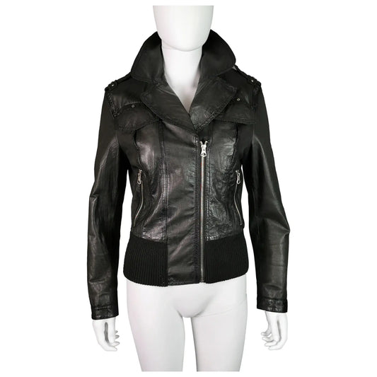 Vintage leather biker style jacket, Y2k