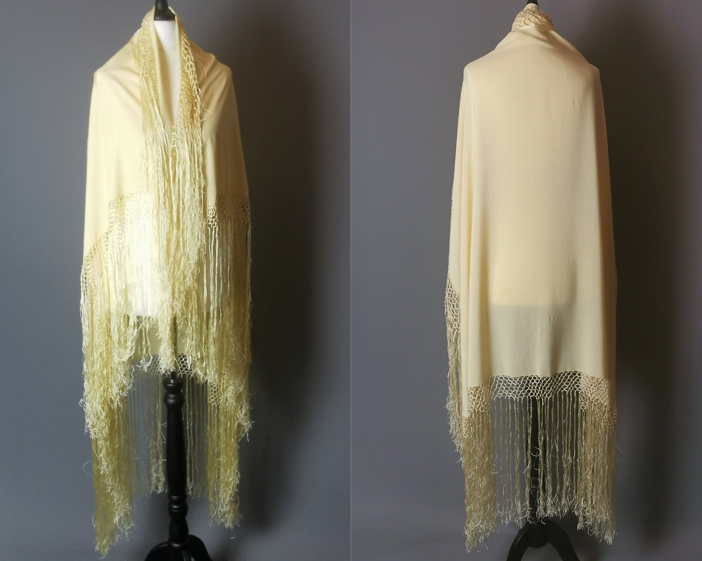 Vintage Art Deco yellow silk shawl