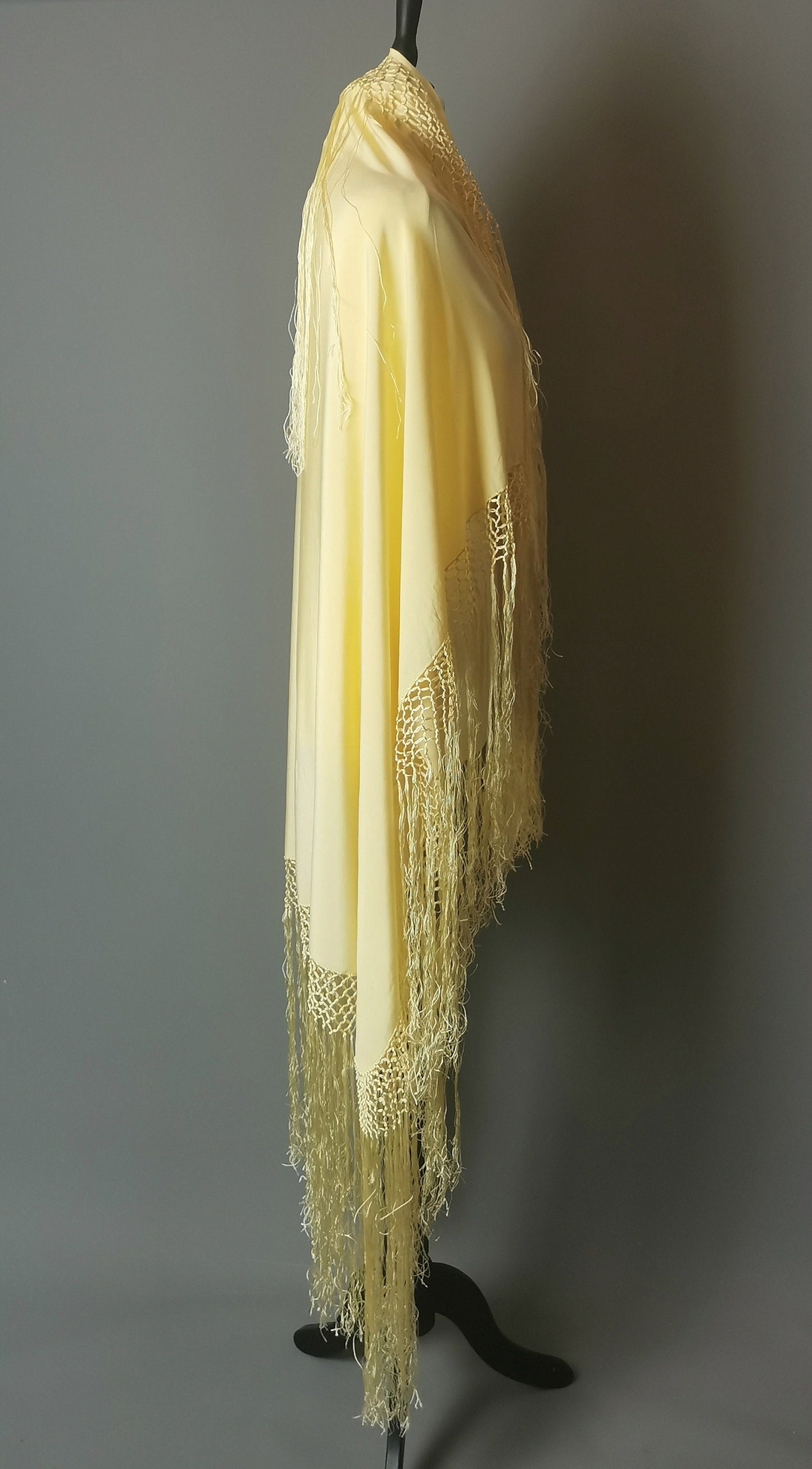Vintage Art Deco yellow silk shawl