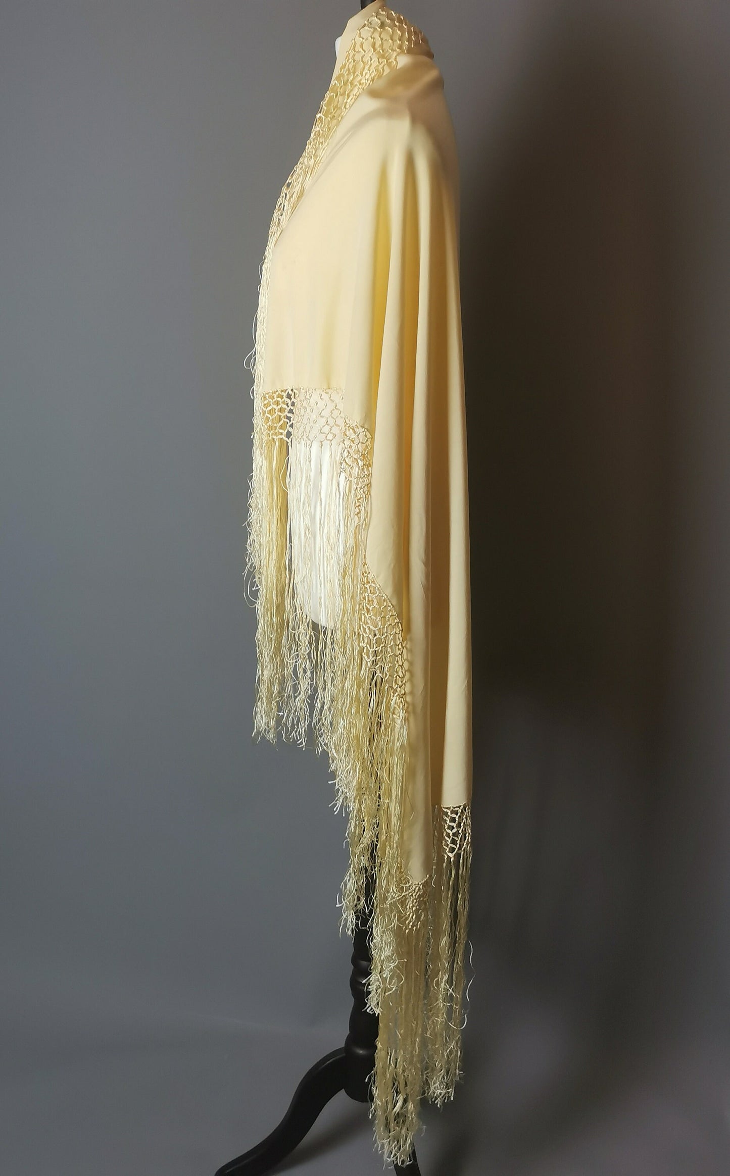 Vintage Art Deco yellow silk shawl