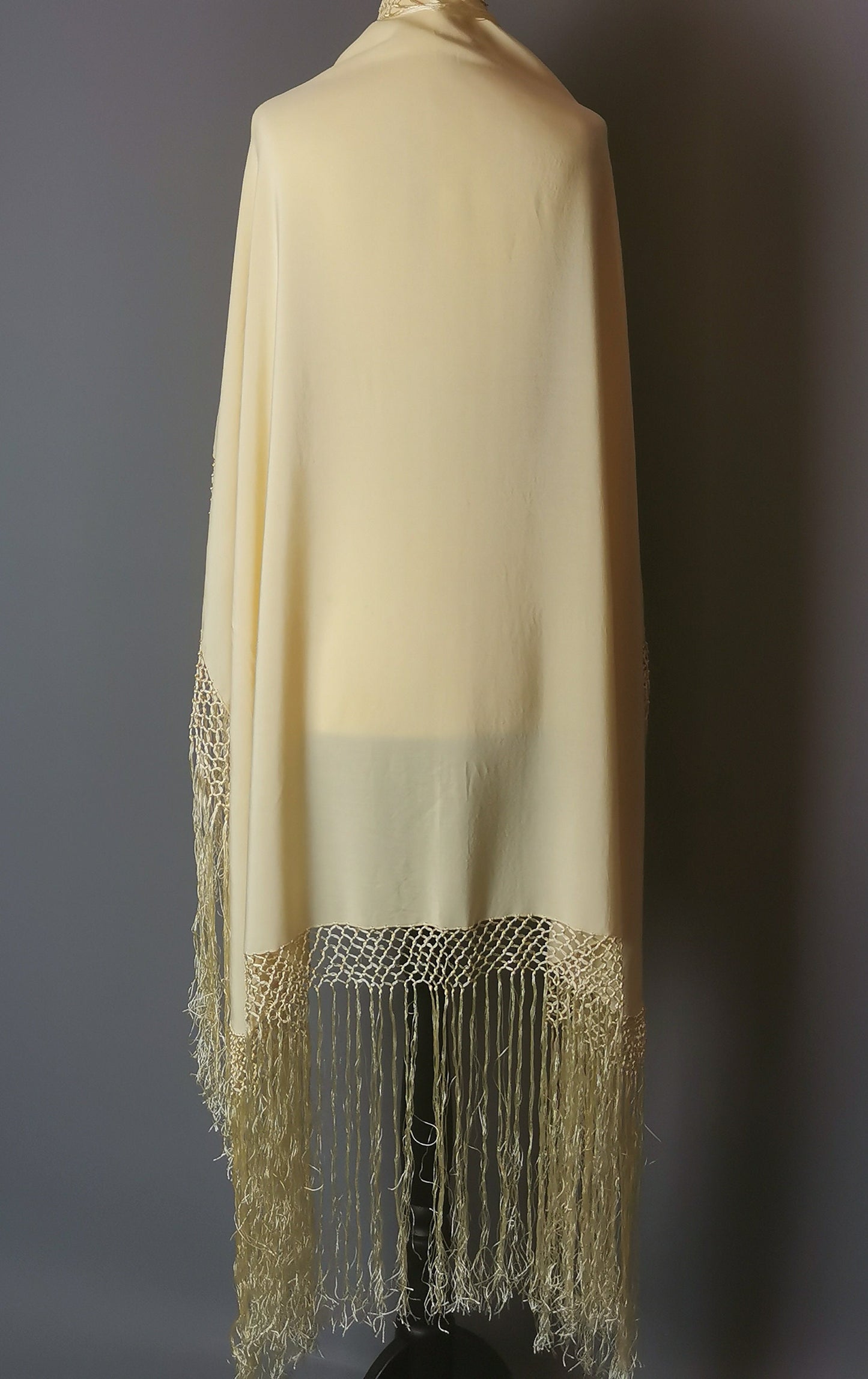Vintage Art Deco yellow silk shawl
