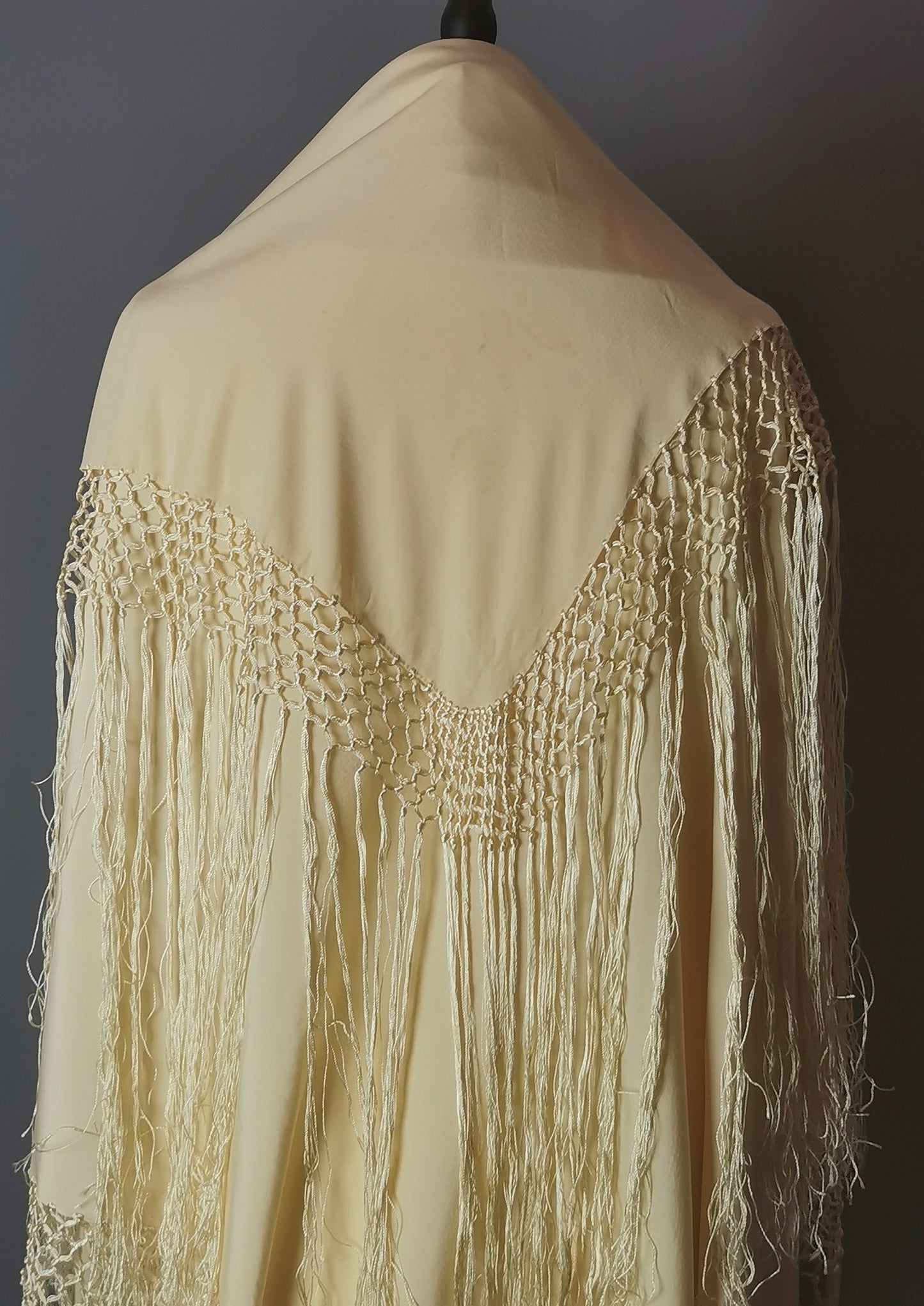 Vintage Art Deco yellow silk shawl