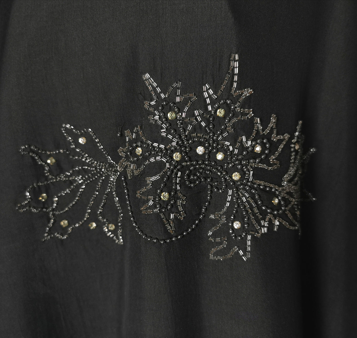 Vintage 1930s Black beadwork shawl, Art Deco