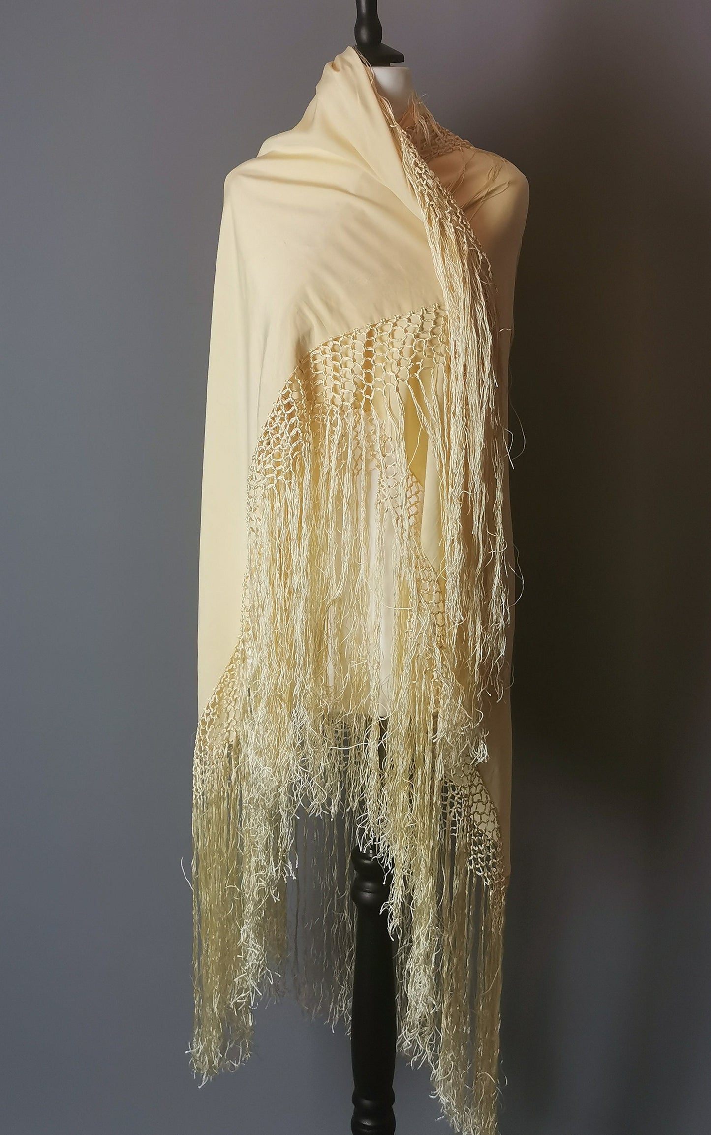 Vintage Art Deco yellow silk shawl