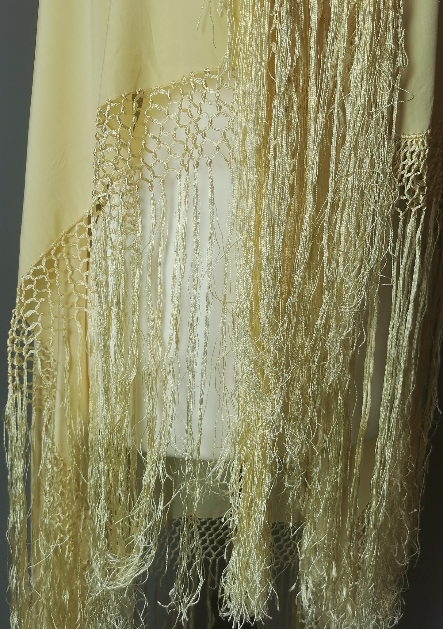 Vintage Art Deco yellow silk shawl