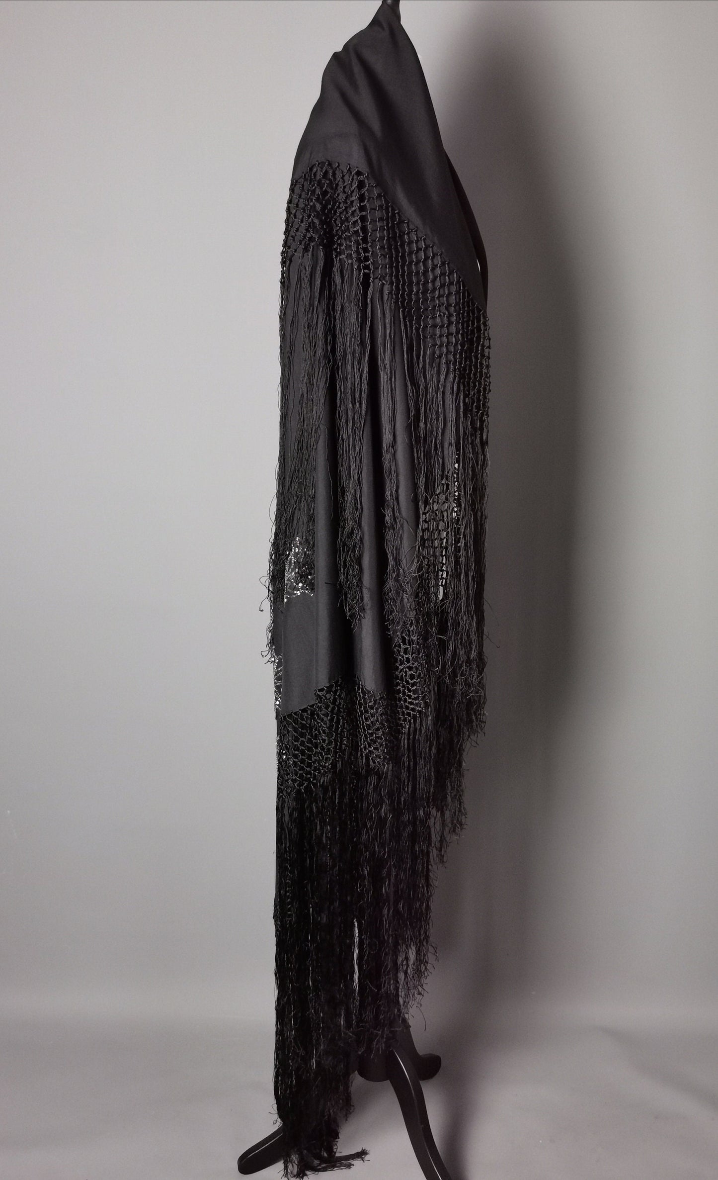 Vintage 1930s Black beadwork shawl, Art Deco