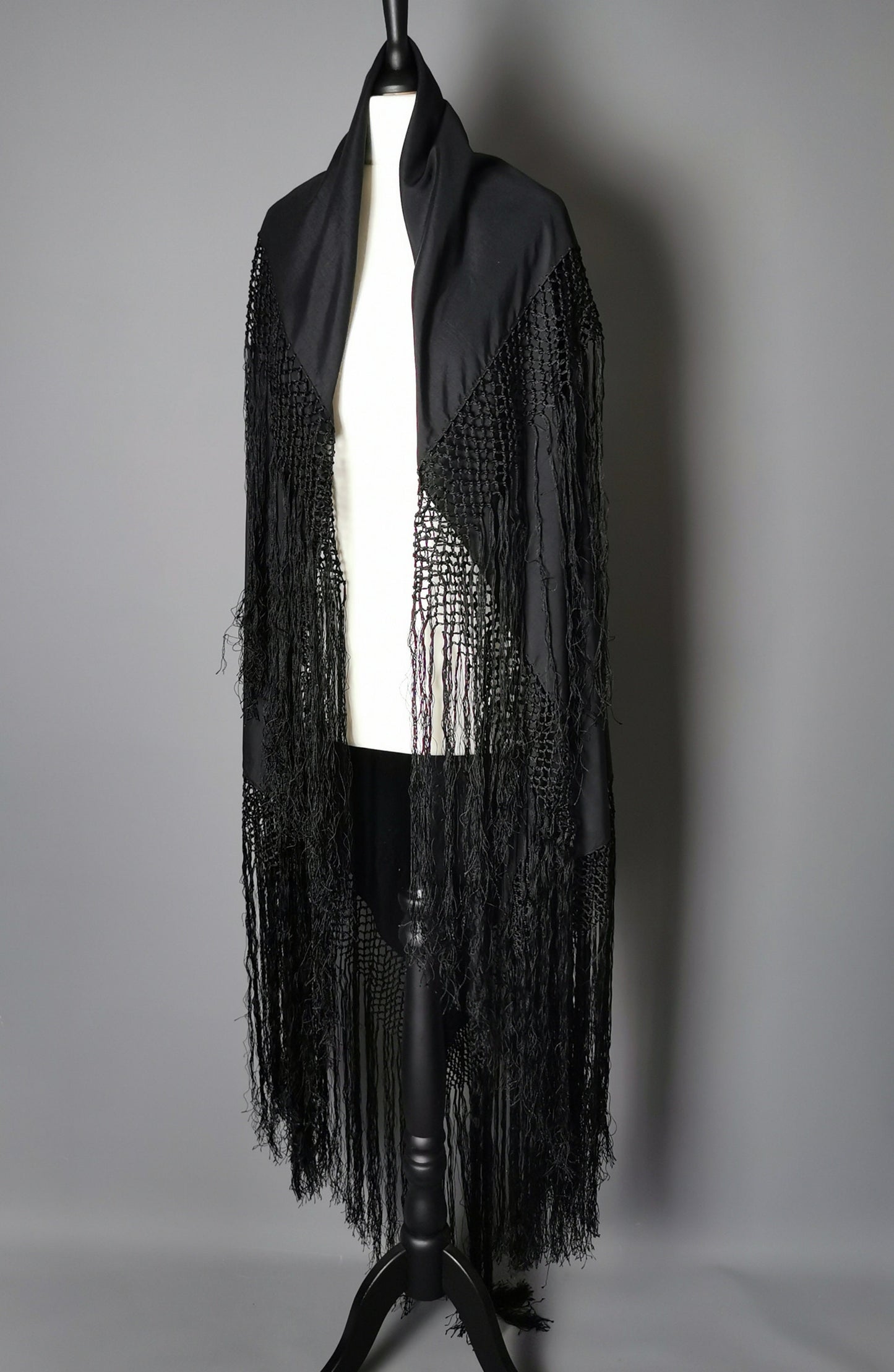 Vintage 1930s Black beadwork shawl, Art Deco