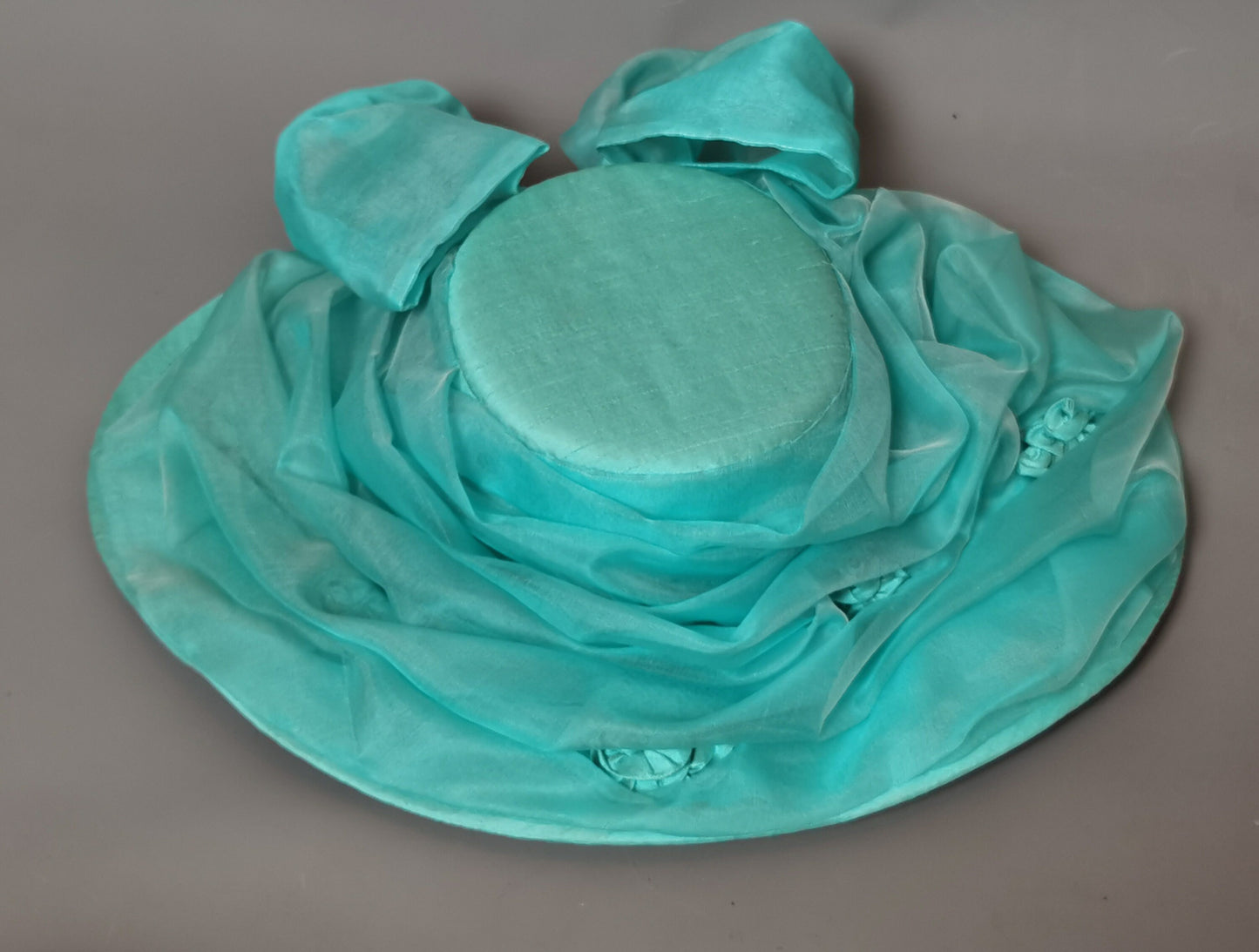 Vintage wide brim formal hat, floral, race day, wedding