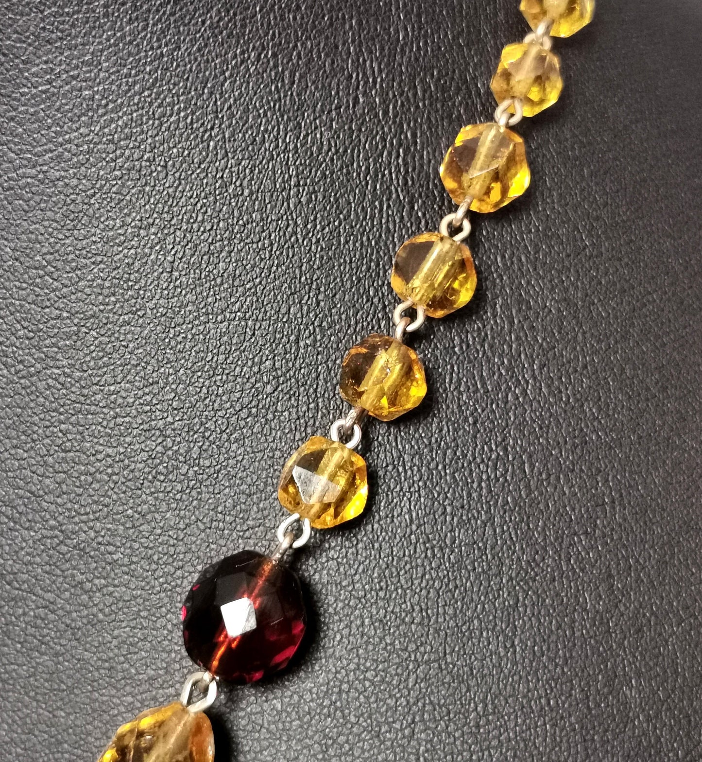 Vintage Art Deco 1930's Amber glass bead necklace