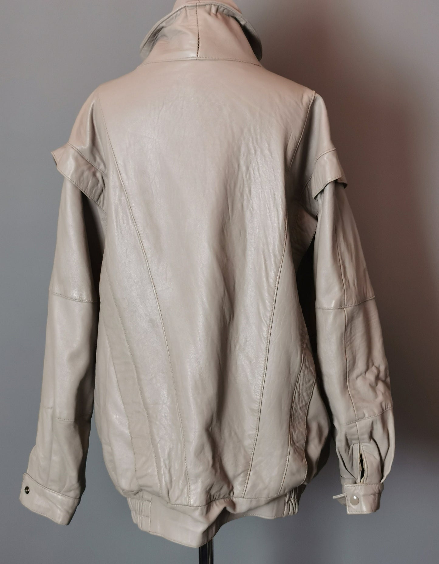 Vintage 1980s batwing leather jacket, Taupe