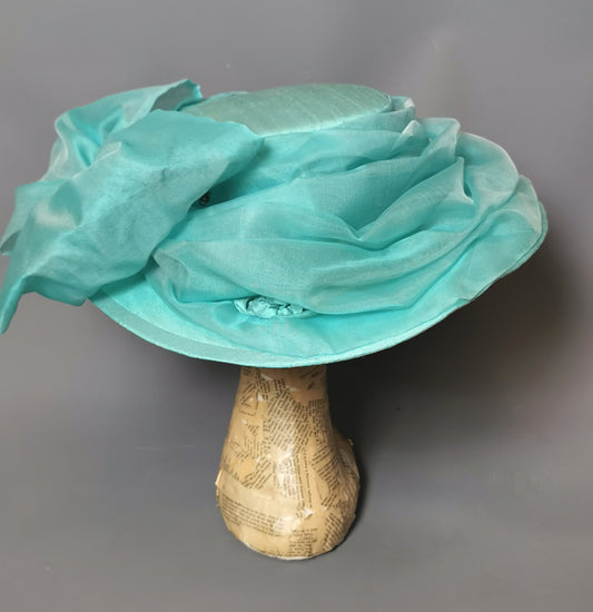 Vintage wide brim formal hat, floral, race day, wedding