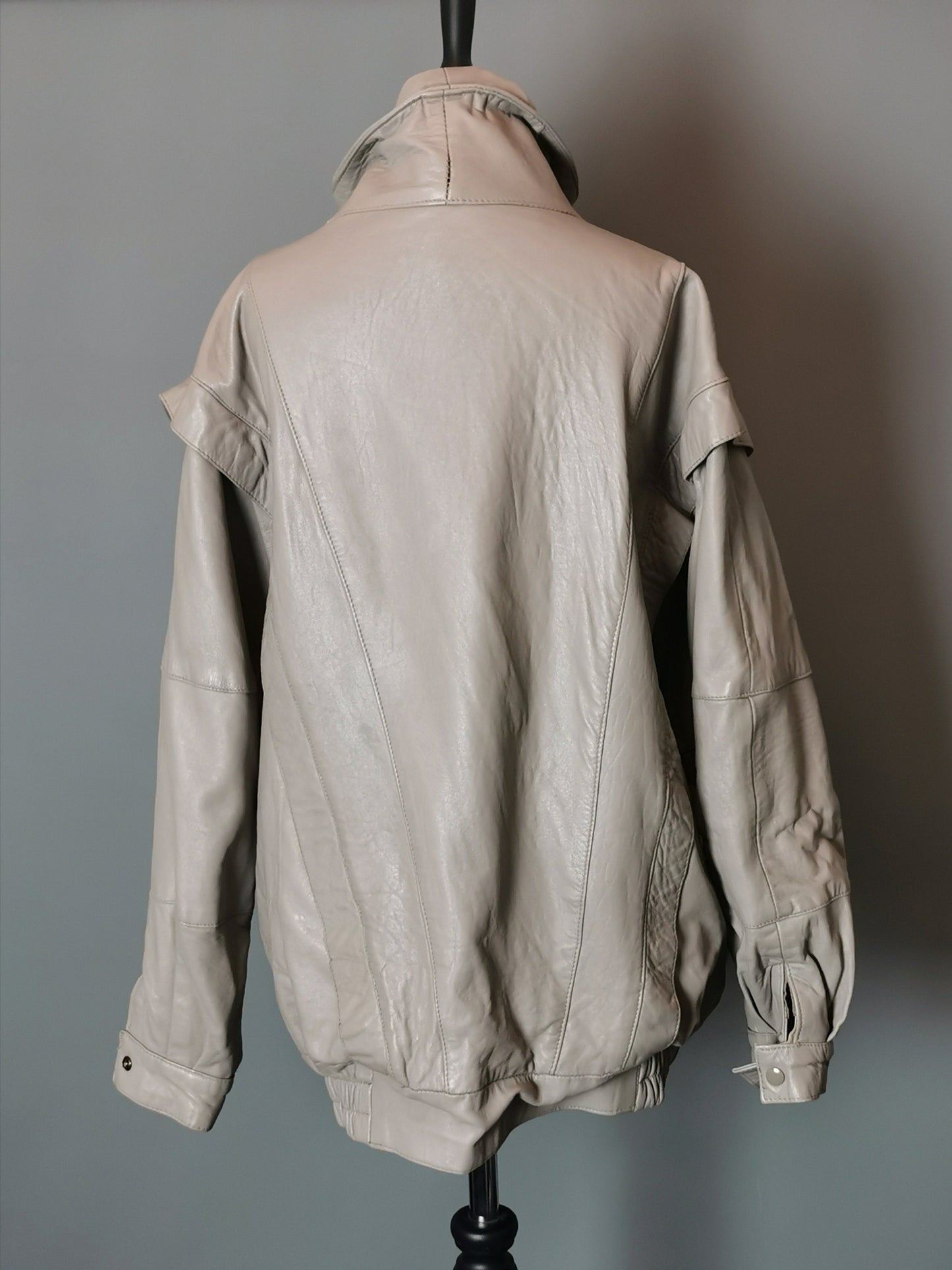 Vintage 1980s batwing leather jacket, Taupe